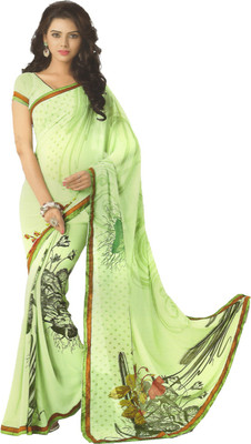 

PSHOPEE Printed Fashion Chiffon Saree(Light Green)