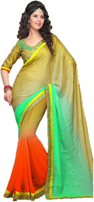 

Party Wear Dresses Embroidered Fashion Net Saree(Multicolor)