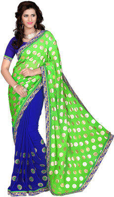 

Jiya Self Design, Embroidered, Embellished Fashion Jacquard, Georgette Saree(Green, Blue), Blue;green