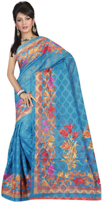 

Desi Butik Printed Patola Jacquard Saree(Blue)
