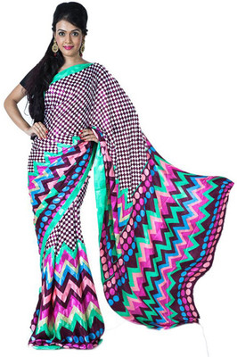 SSMITN Printed Fashion Crepe Saree(Multicolor), Green