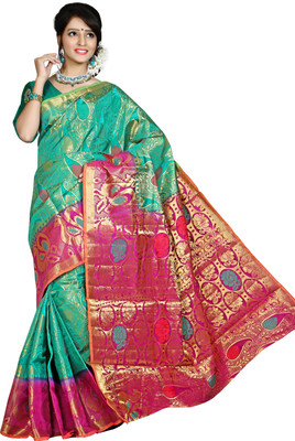 Mimosa Self Design Kanjivaram Net, Silk, Jacquard Saree(Multicolor) available at flipkart for Rs.1339