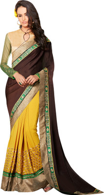 

Brijraj Embroidered Fashion Georgette Saree(Yellow, Brown), Brown;yellow