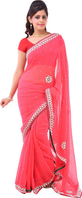 Front Look Printed Fashion Chiffon Saree(Pink)