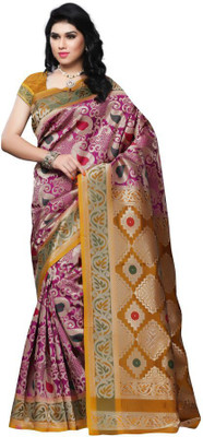 

Mimosa Printed Kanjivaram Handloom Art Silk Saree(Multicolor), Rani