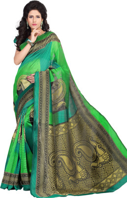 JTInternational Printed Bhagalpuri Silk Saree(Multicolor)