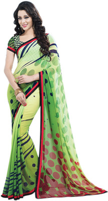 

Saara Polka Print Daily Wear Georgette Saree(Green)