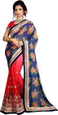 

Indian Wear Online Embroidered Fashion Georgette Saree(Red)