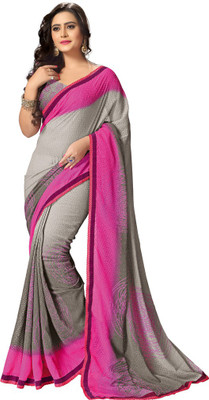 

Saara Printed Fashion Georgette Saree(Pink, Grey), Pink and grey