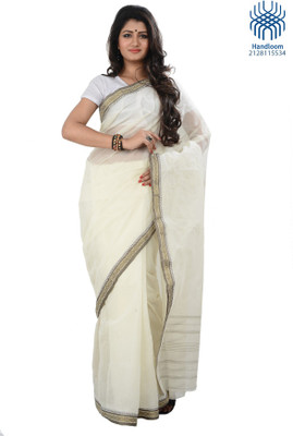 

Tantuja Self Design Dhaniakhali Handloom Cotton Saree(White)