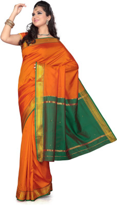 

Ishin Solid Fashion Jacquard Saree(Orange