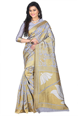 

Weavedeal Embellished Kanjivaram Silk Cotton Blend Saree(Grey)