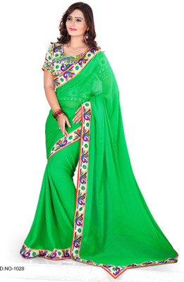 

Indianbeauty Solid Bollywood Chiffon Saree(Green)