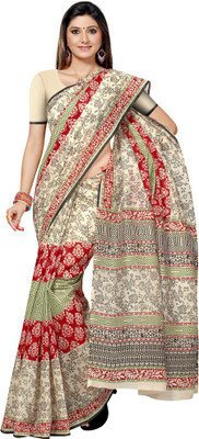 

Shelina Printed Fashion Cotton Saree(Beige)