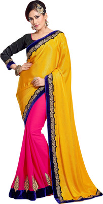 

Brijraj Embellished Fashion Georgette Saree(Yellow, Pink), Pink;yellow