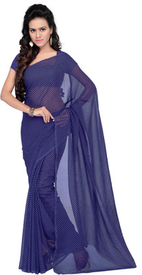 

Goodfeel Polka Print Fashion Georgette Saree(Blue, White)
