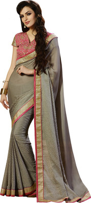 

Saara Self Design Fashion Chiffon Saree(Grey)