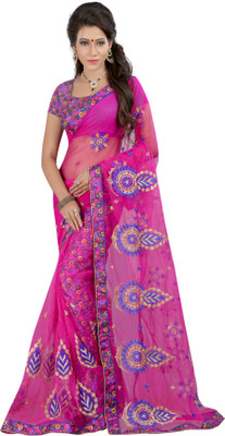 

Gunjan Creations Embroidered Fashion Net Saree(Pack of 2, Purple), Pink