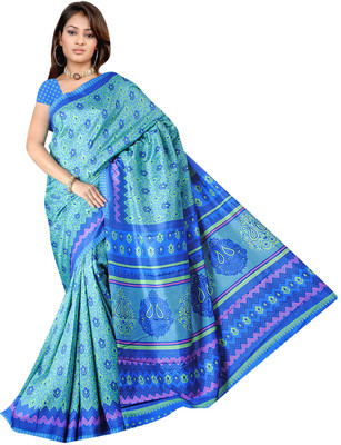 

Parisha Printed Fashion Tussar Silk Saree(Green, Blue), Blue;green
