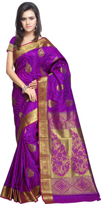 

Varkala Silk Sarees Woven Kanjivaram Saree(Purple)