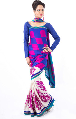 

Cenizas Geometric Print Fashion Chiffon Saree(Multicolor), Pink
