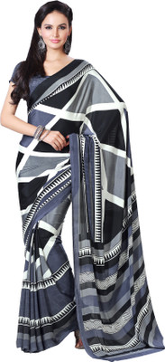 

Kanheyas Graphic Print Fashion Handloom Chiffon Saree(Black), Black multi