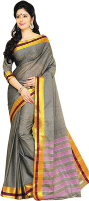 

Aswani Self Design Fashion Cotton Saree(Grey, Gold), Gold;grey