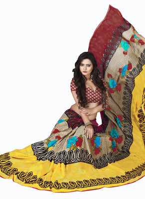 

Khushali Self Design, Printed Fashion Georgette Saree(Multicolor)