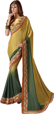 

Bhavi Solid Bollywood Velvet, Net Saree(Mustard)