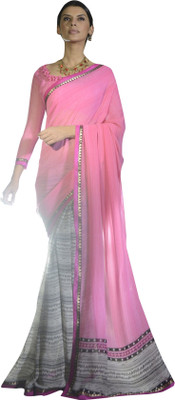 

Magnum Opus Store Printed, Self Design Daily Wear Georgette Saree(Pink, Beige), Beige;pink