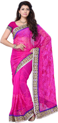 

Diva Fashion-Surat Embroidered Bollywood Handloom Net Saree(Pink)