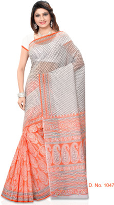 

Indianbeauty Striped, Printed Fashion Cotton Saree(White, Pink), Pink;white