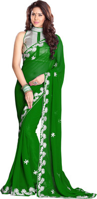 

Sourbh Sarees Embroidered Fashion Georgette Saree(Green)