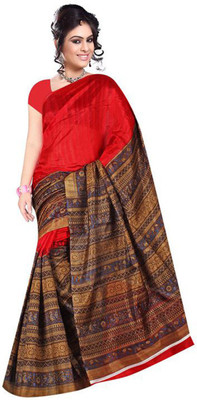 

Party Wear Dresses Printed Fashion Art Silk Saree(Red)