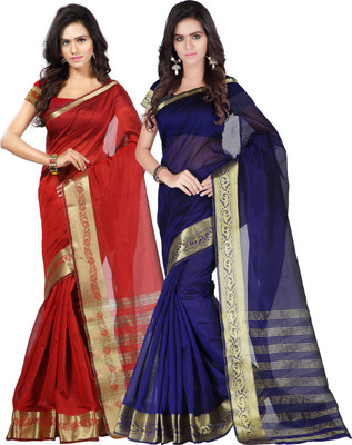 

Weavedeal Solid Banarasi Chanderi Saree(Pack of 2, Multicolor)