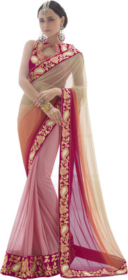 

Khushali Self Design, Embroidered, Embellished Fashion Lycra, Net Saree(Multicolor, Pink)