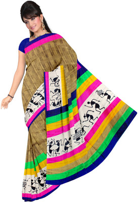 

Parisha Printed Daily Wear Art Silk Saree(Beige)