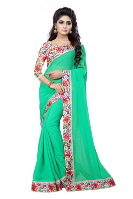 

SHREE OM VALLABH Self Design Banarasi Georgette Saree(Green)
