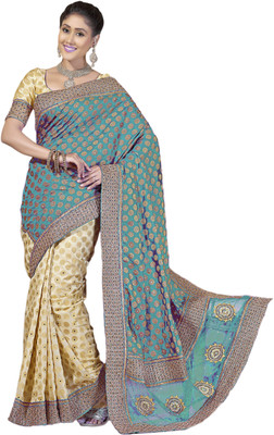 

M.S.Retail Embroidered Fashion Silk Saree(Light Blue), Cre8me;sky blue