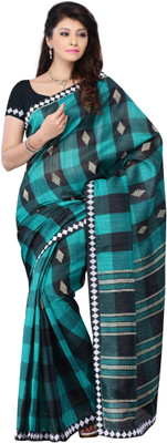 

JTInternational Checkered Fashion Art Silk Saree(Multicolor), Multi color
