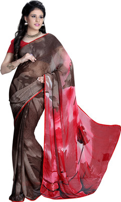 

Khushali Self Design, Printed Fashion Georgette Saree(Brown, Multicolor)