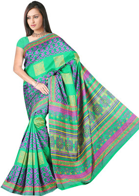 

Khoobee Printed Fashion Tussar Silk Saree(Multicolor)