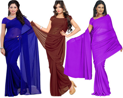

Multi Retail Solid Bollywood Georgette Saree(Pack of 3, Multicolor)