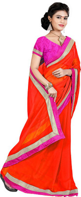 

Indian Wear Online Solid Fashion Chiffon Saree(Red)