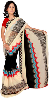 

Jiya Self Design, Printed Fashion Georgette Saree(Beige, Multicolor, Red)