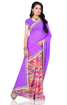 

Khoobee Self Design, Printed Fashion Georgette Saree(Purple, Multicolor), Multicolor;purple