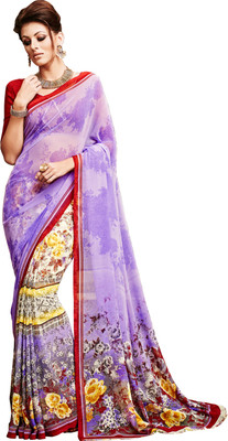

Jiya Self Design, Printed Fashion Georgette Saree(Purple, Multicolor), Multicolor;purple
