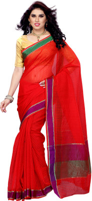 

Mimosa Woven Kanjivaram Cotton Saree(Orange