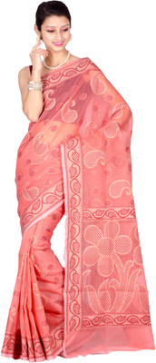 

Chandrakala Woven Banarasi Chanderi, Cotton Saree(Orange), Peach
