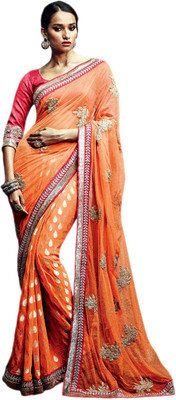 

Vishal Solid Fashion Net Saree(Orange)